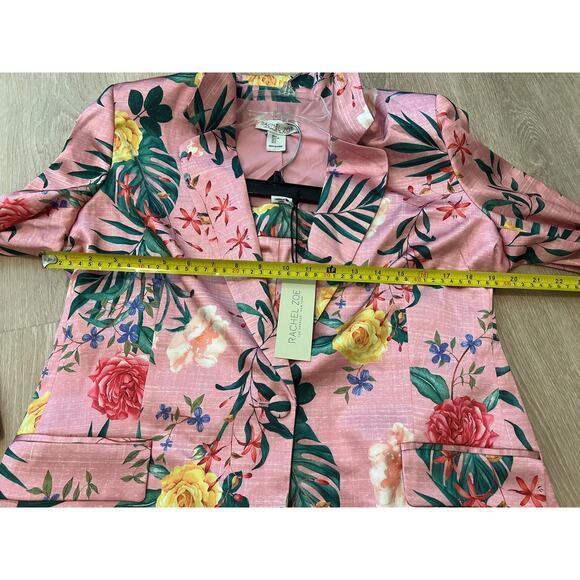 Rachel Zoe Women’s Suit Set Pink Floral Tropical Size Large Blazer NWT - Picture 4 of 12